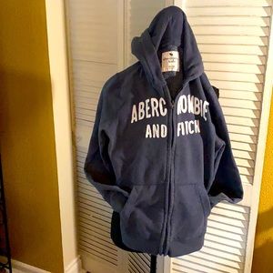 —-SOLD—-Abercrombie Kids washed navy zip up hoodie 15/16